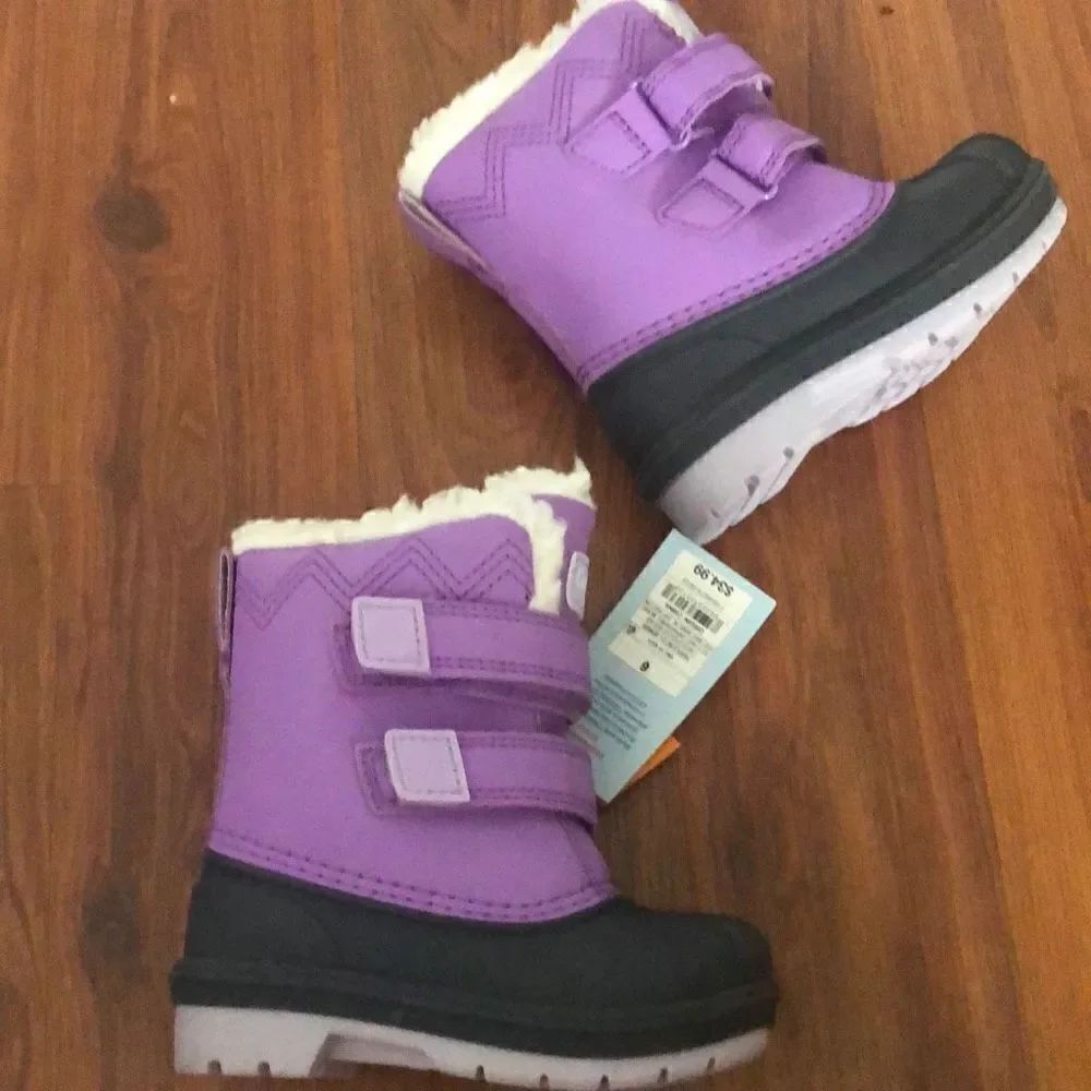 NWT cat & Jack Waterproof fur lined purple boots ￼winter boot snow boot 6